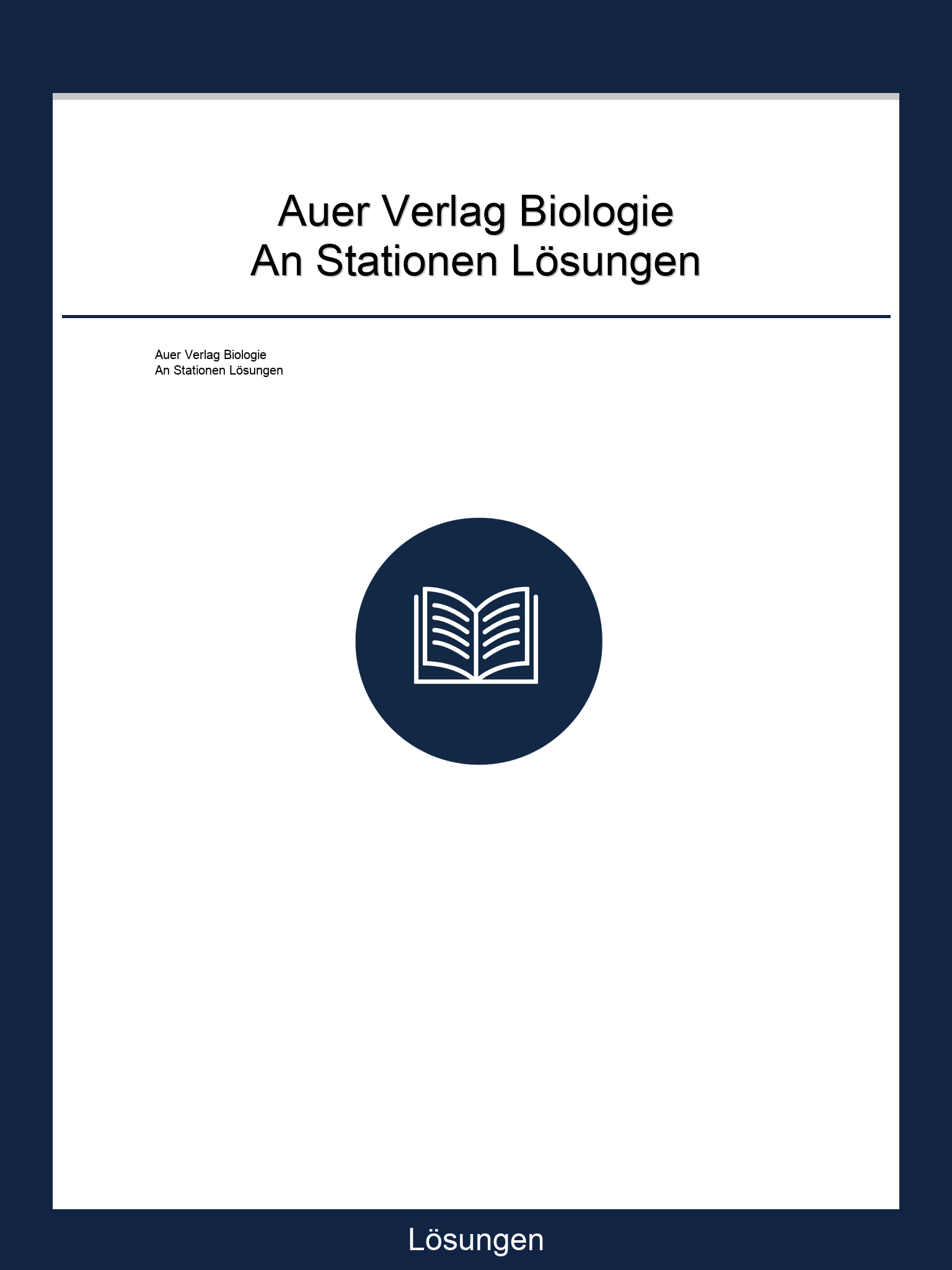 Auer Verlag Biologie An Stationen Lösungen PDF