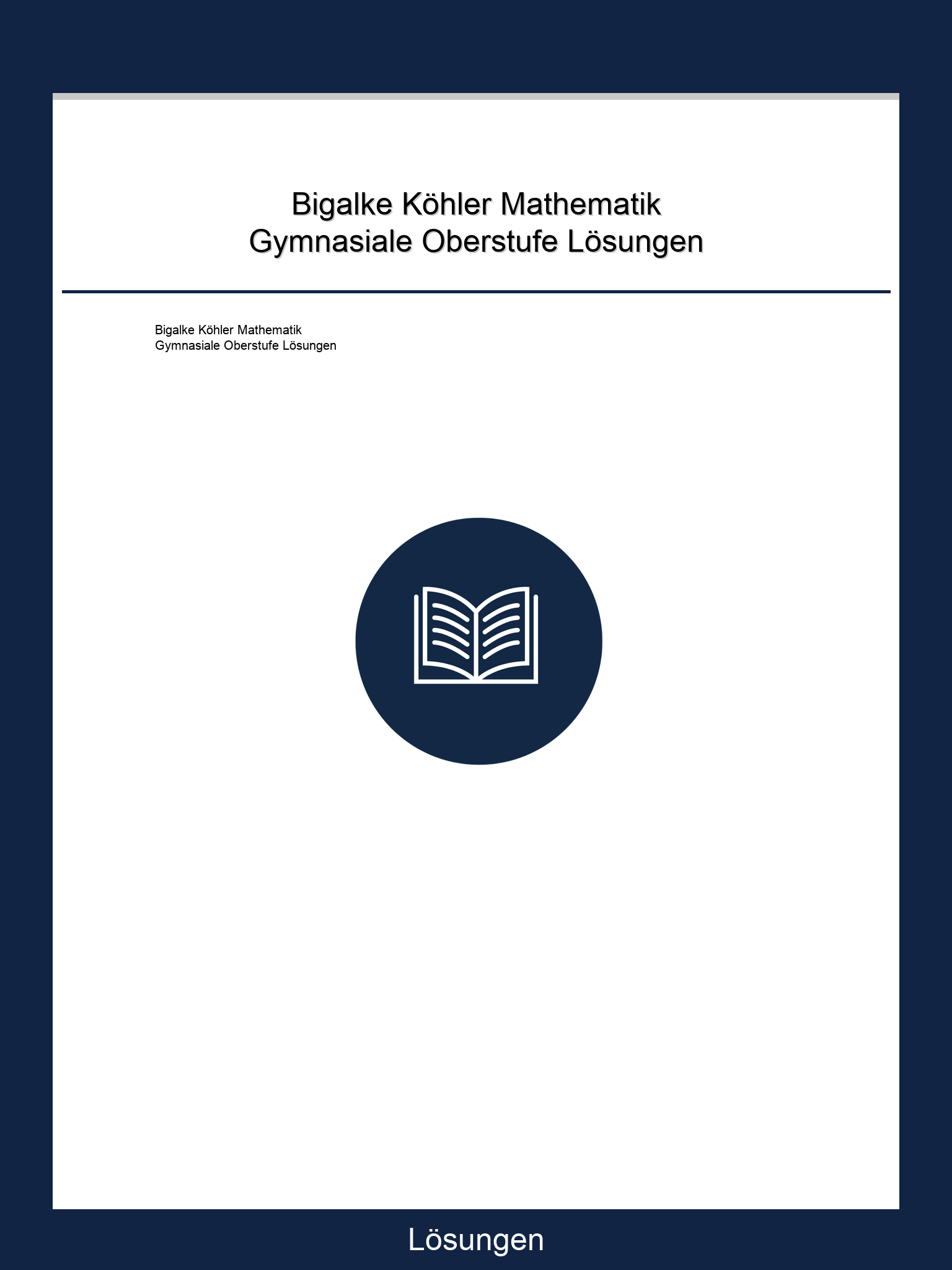 Mathematik Bigalke Kohler Losungen Online