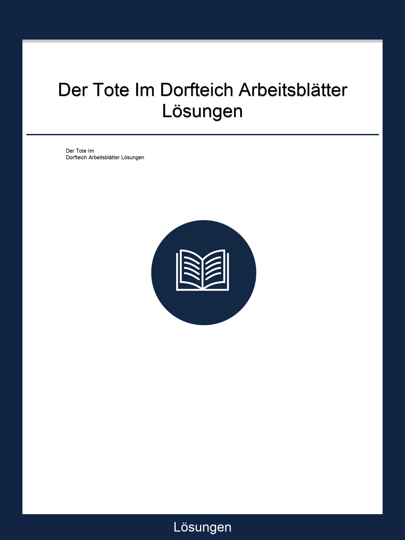 Der Tote Im Dorfteich Arbeitsblätter Lösungen