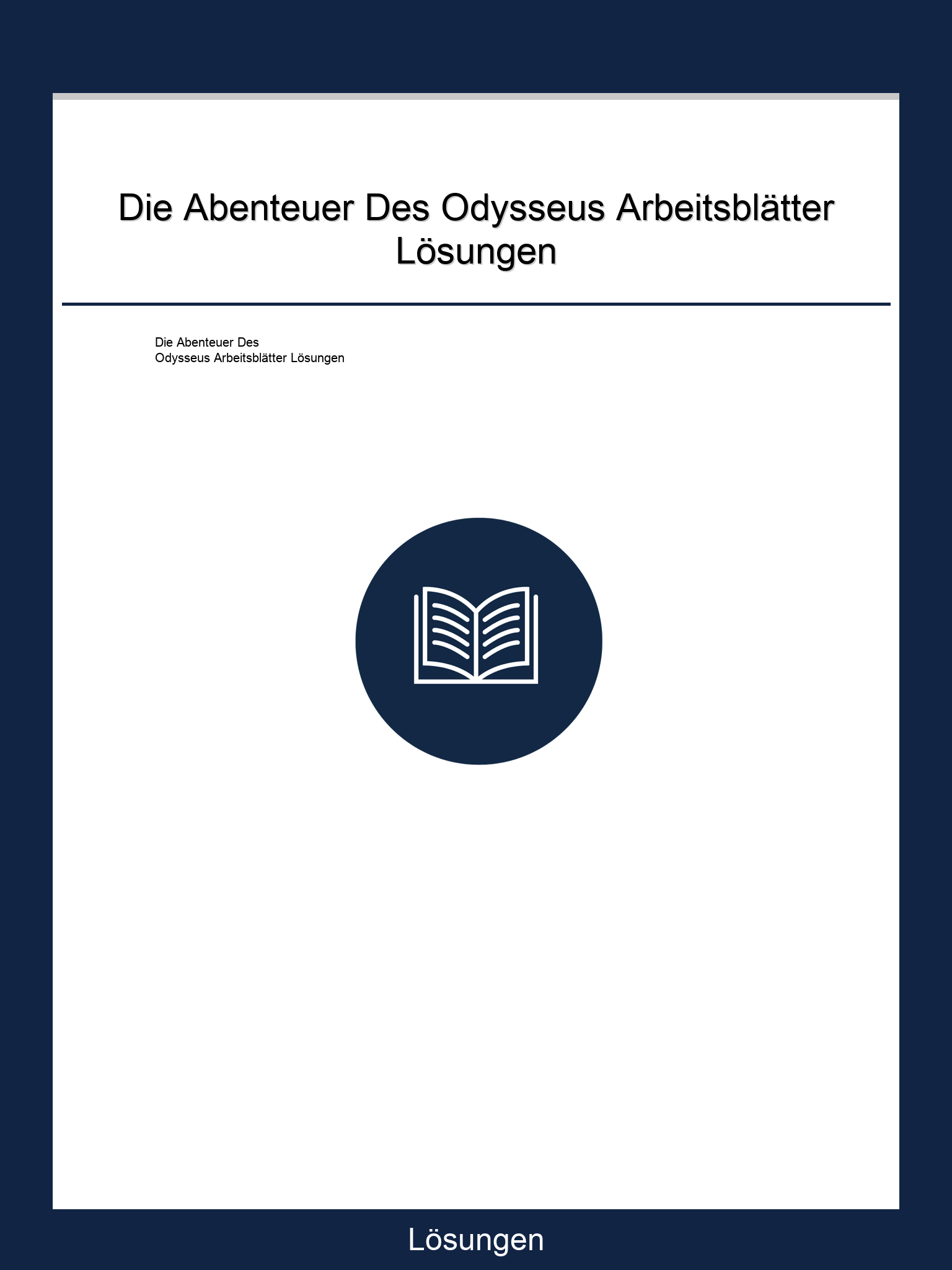 Die Abenteuer Des Odysseus Arbeitsblätter Lösungen