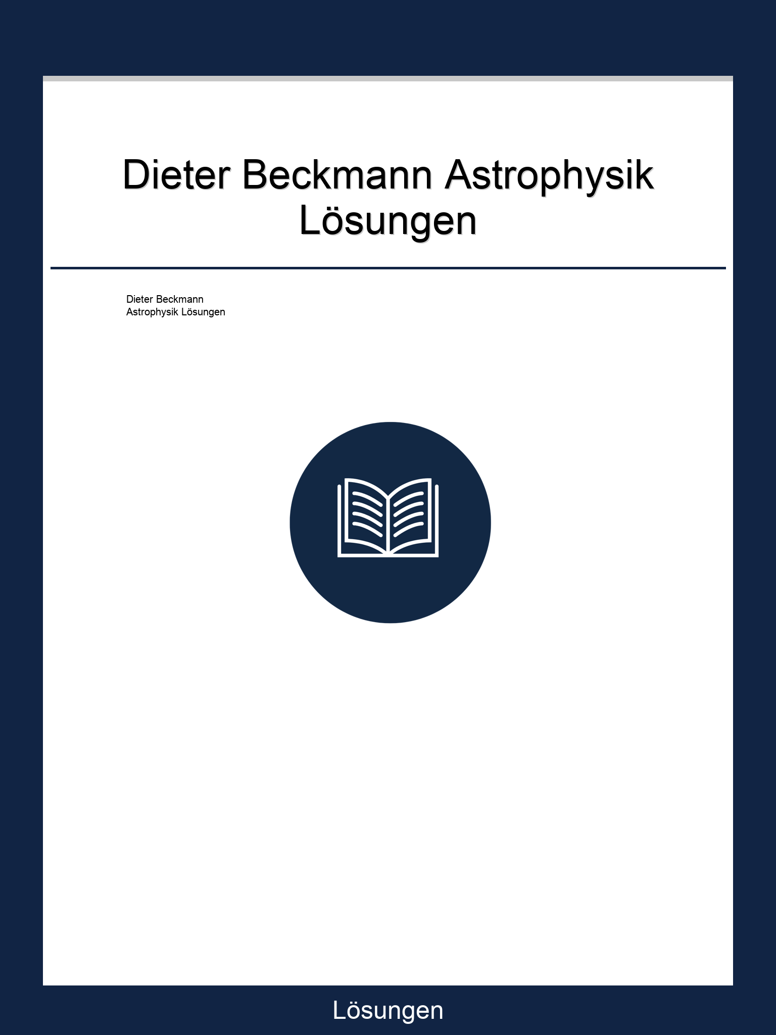 Dieter Beckmann Astrophysik Lösungen