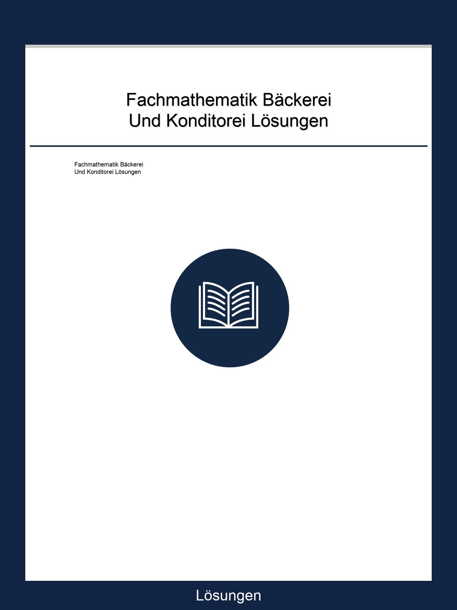 Fachmathematik Bäckerei Und Konditorei Lösungen PDF