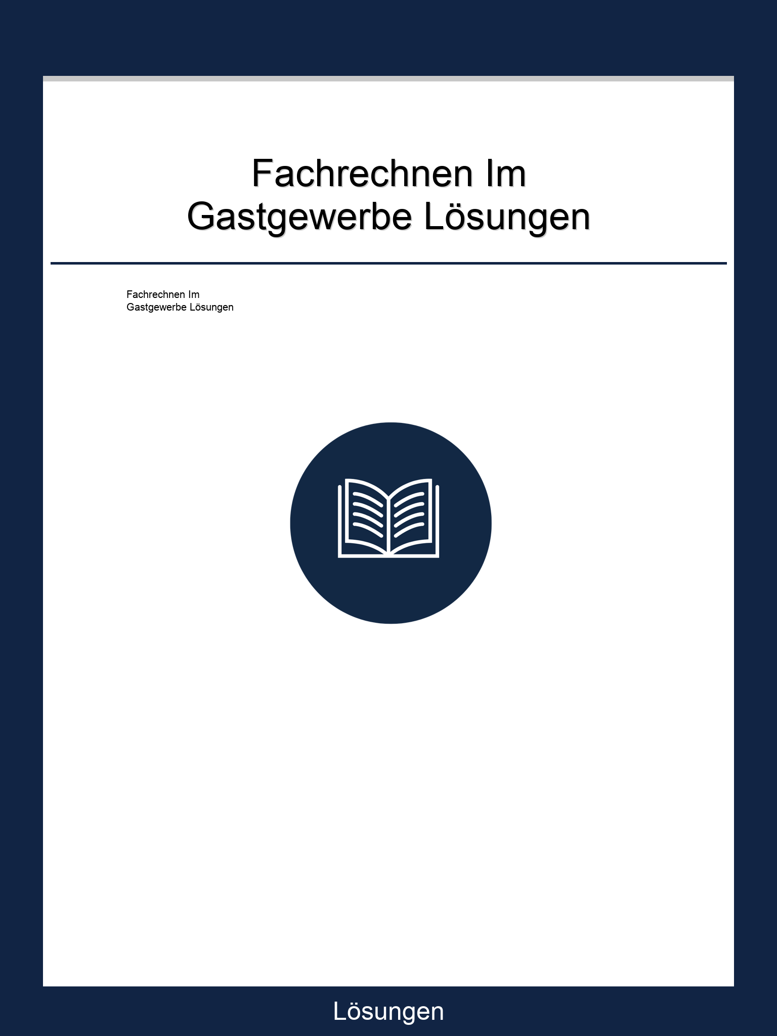 Fachrechnen Im Gastgewerbe Lösungen PDF