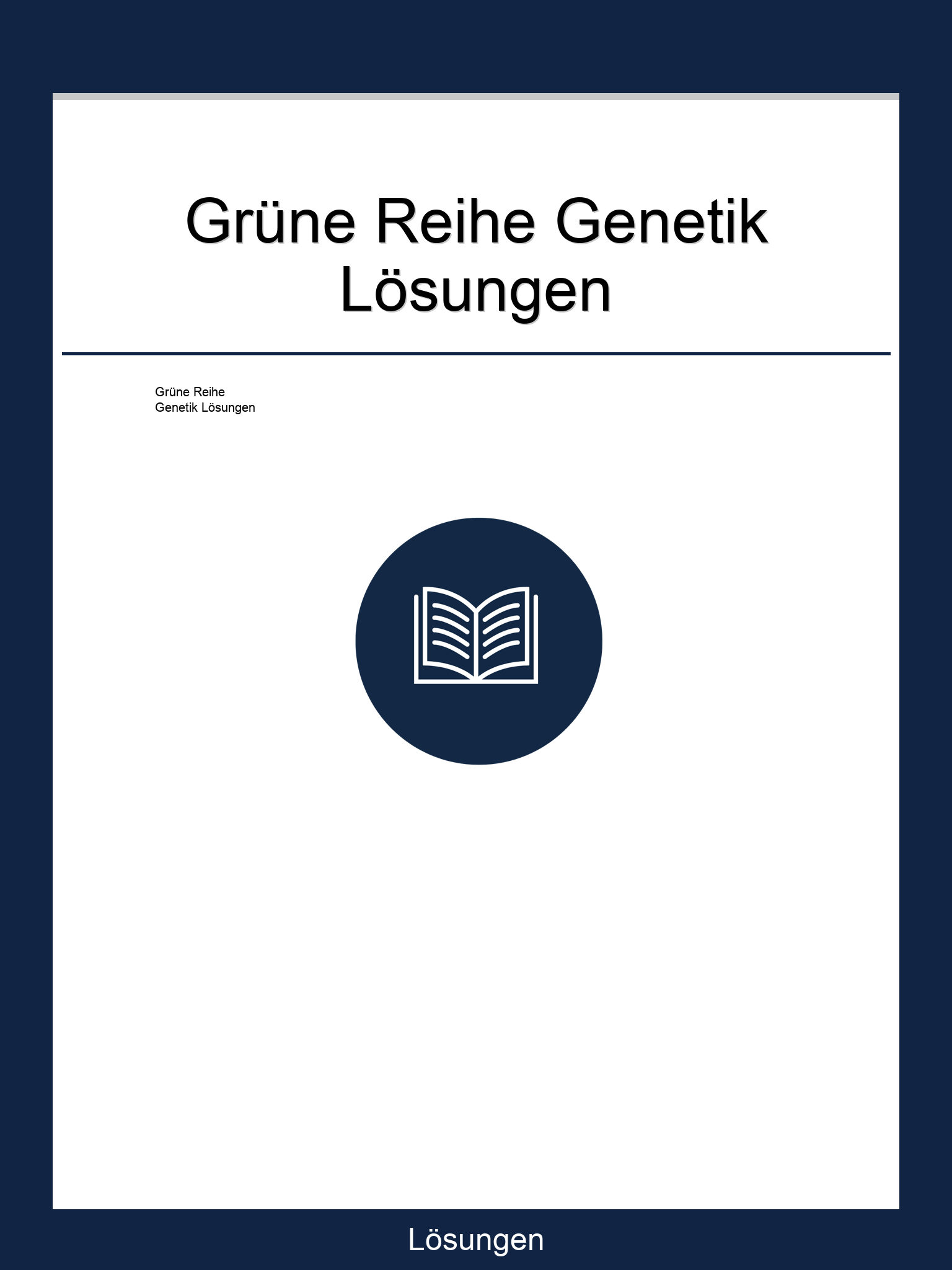 Grüne Reihe Genetik Lösungen PDF