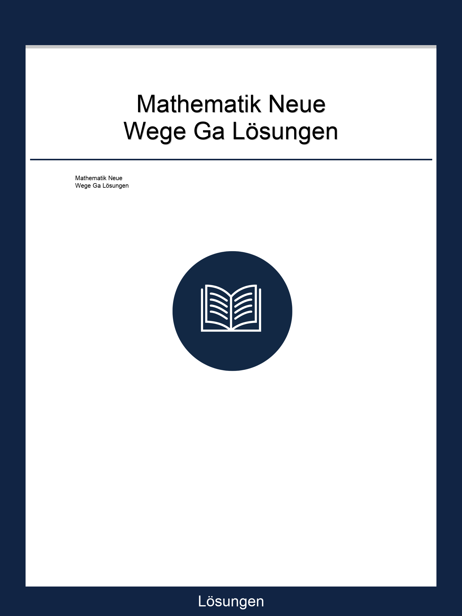 Mathematik Neue Wege Ga Lösungen PDF