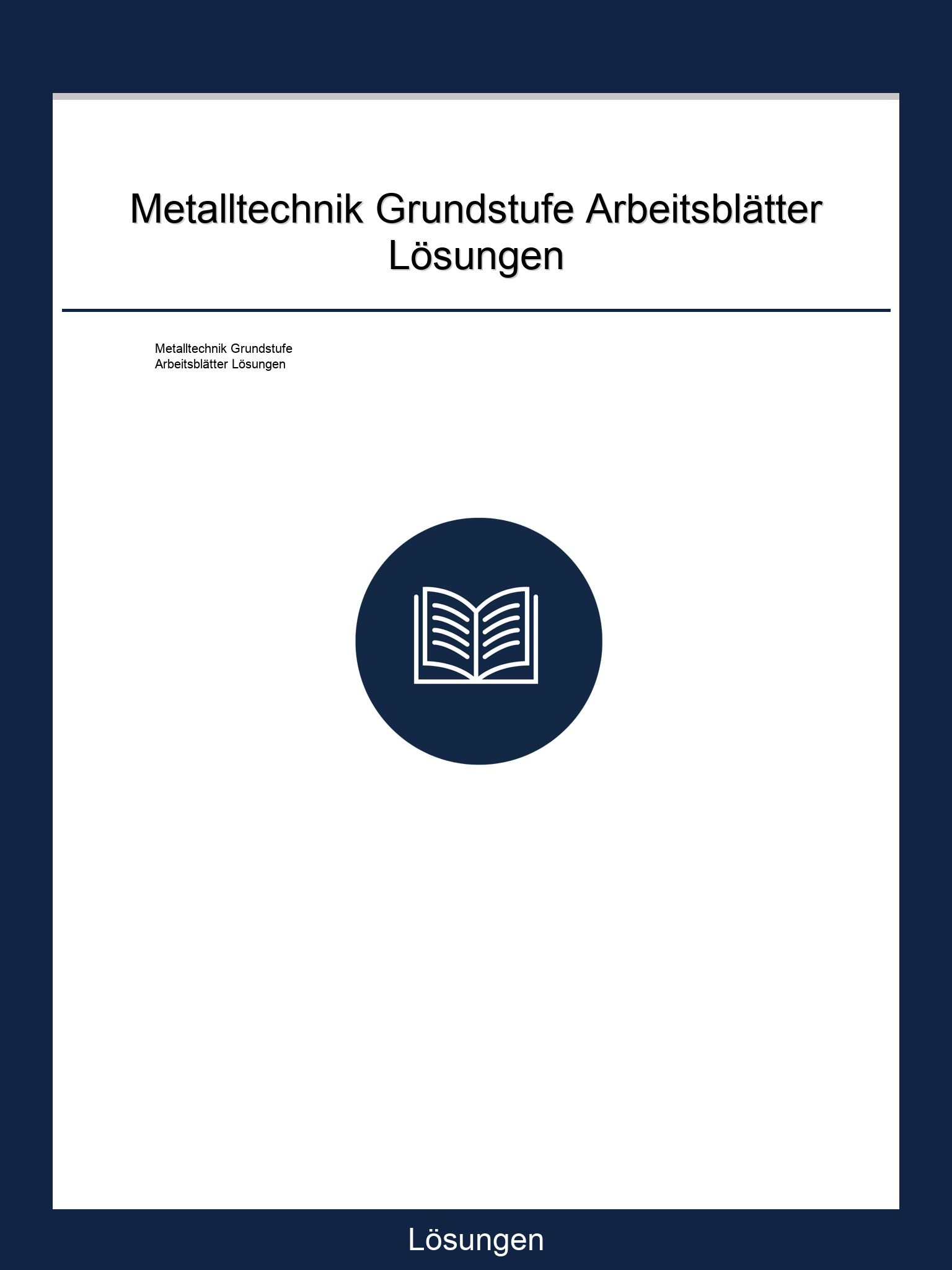 Metalltechnik Grundstufe Arbeitsblätter Lösungen PDF