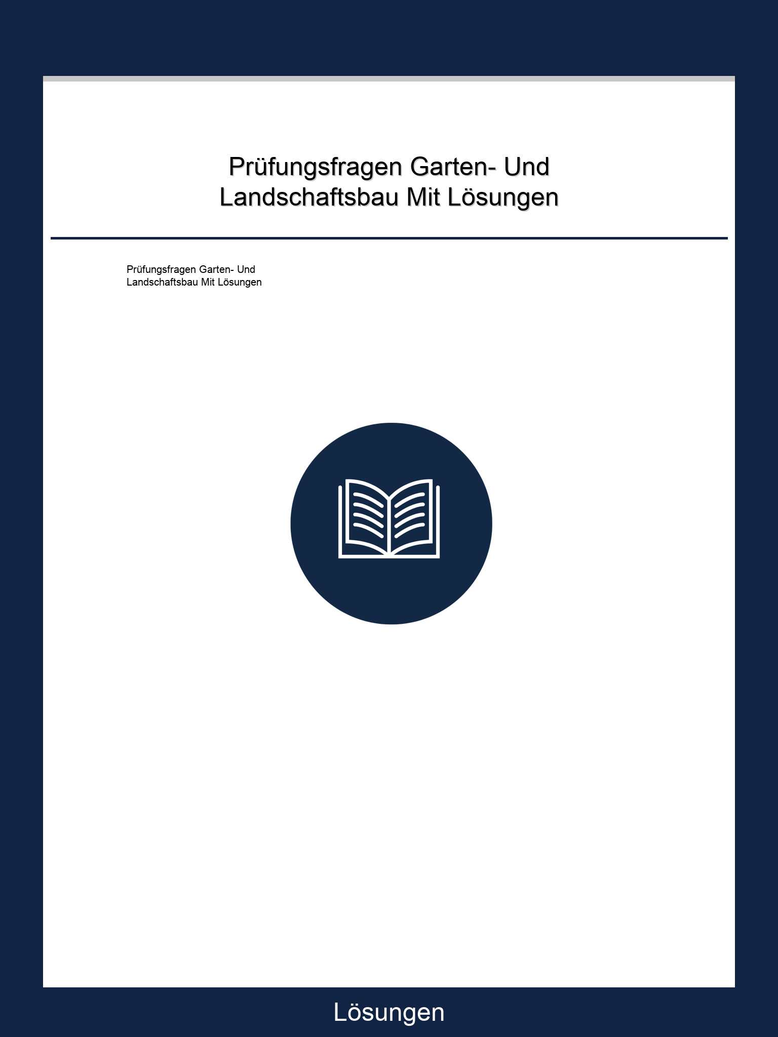 Prüfungsfragen Garten Und Landschaftsbau Mit Lösungen PDF