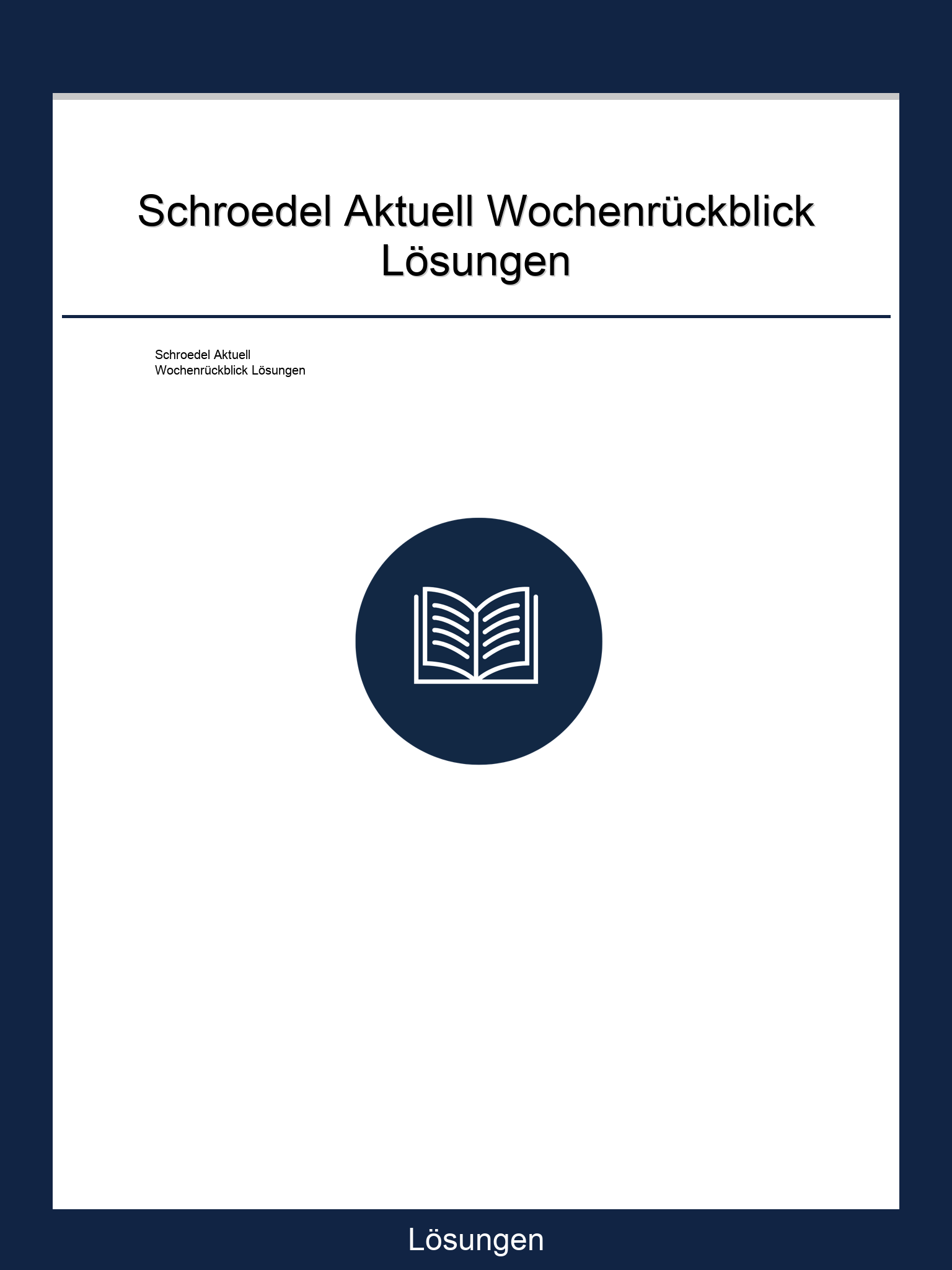 Schroedel Aktuell Wochenrückblick Lösungen