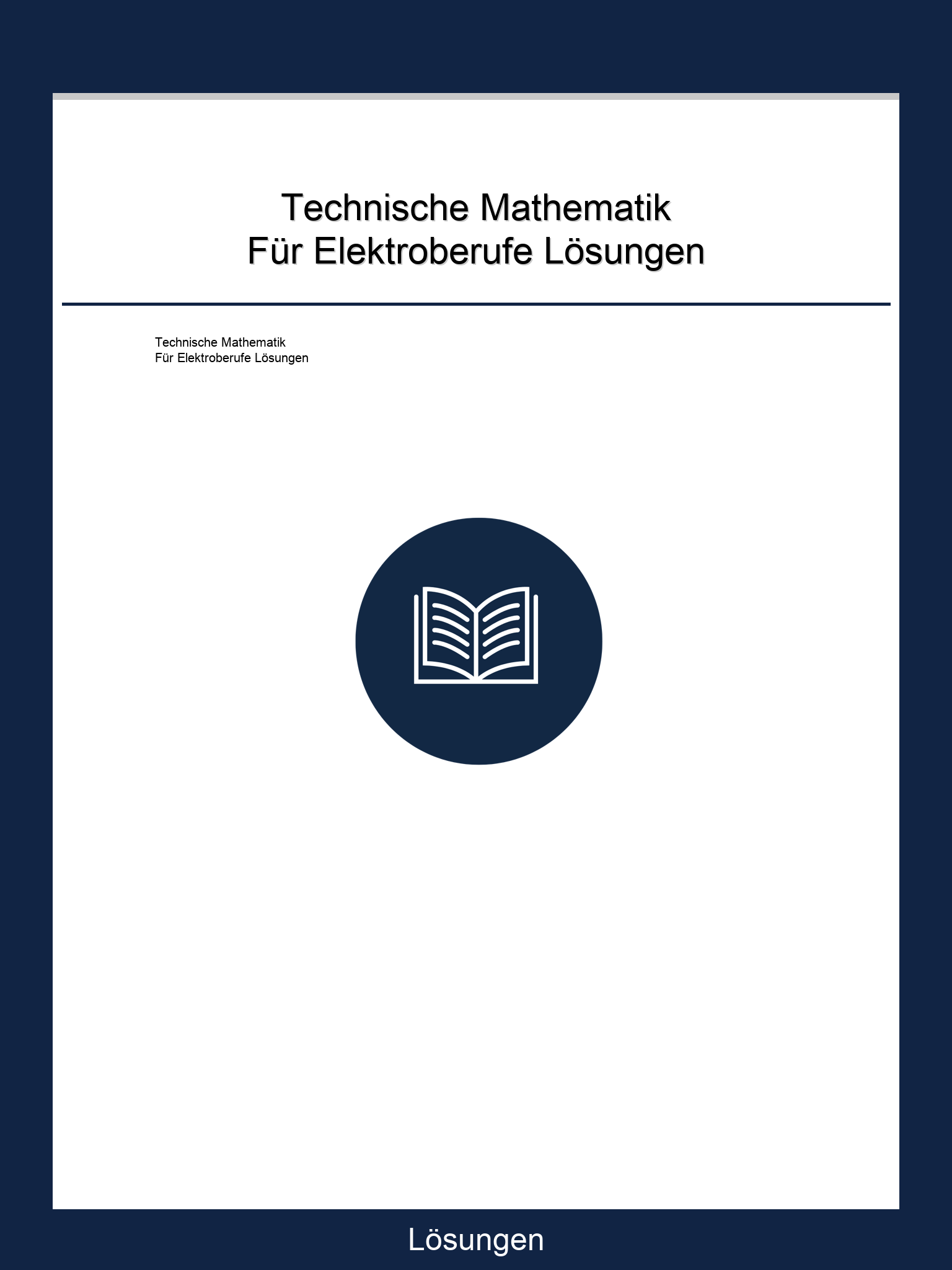 Technische Mathematik Für Elektroberufe Lösungen PDF