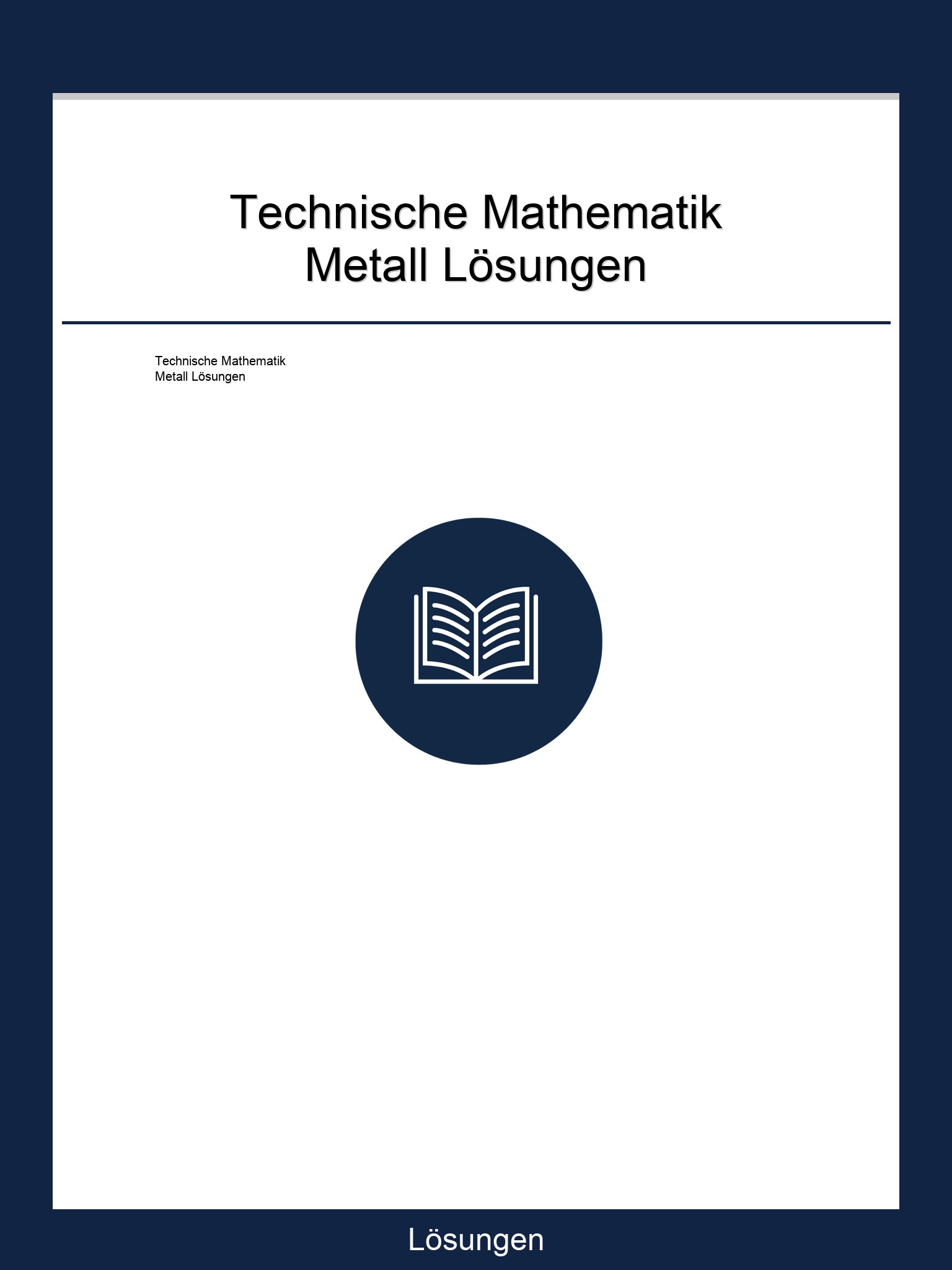 Technische Mathematik Metall Lösungen PDF