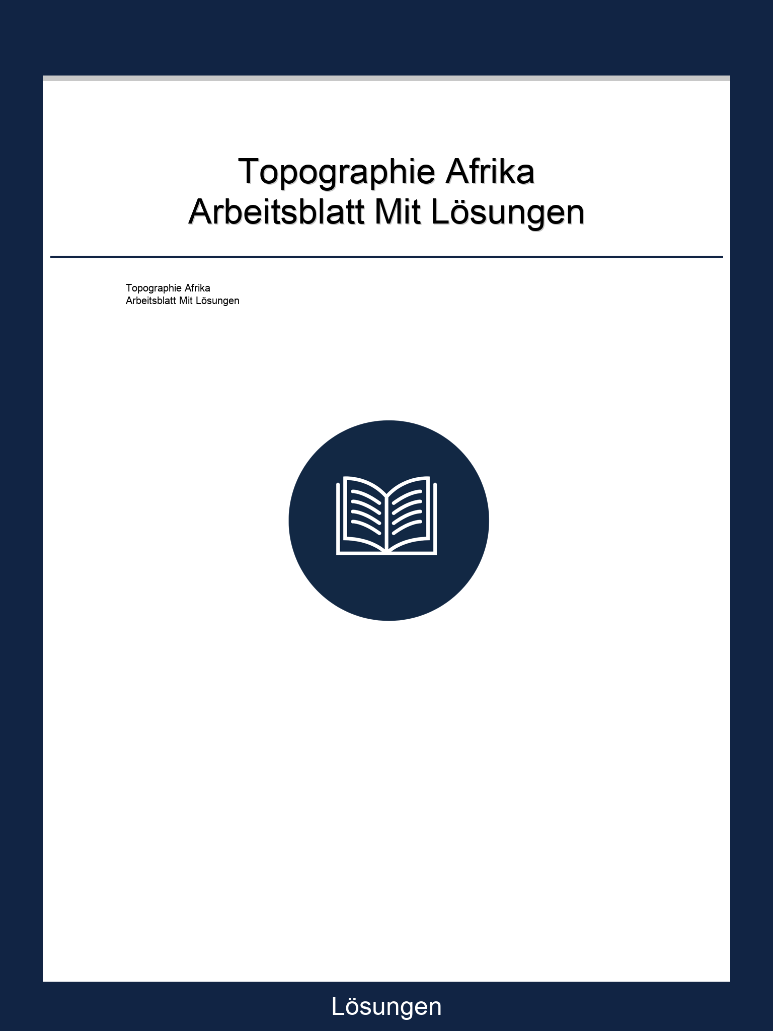 Topographie Afrika Arbeitsblatt Mit Lösungen
